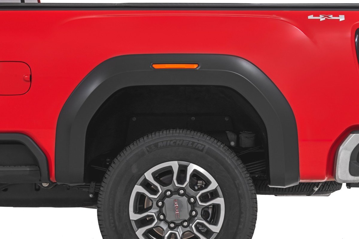 GMC Sierra 3500 HD Fender Flares - Rough Country - Sport GJI Dark Sky - Flat Black - '20-'25